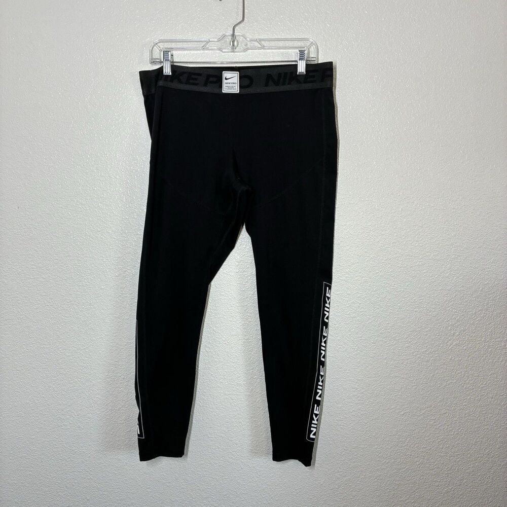Nike Pro Leggings Mens XL Black Dri-FIT Compression Leggings Side Stripe Logo